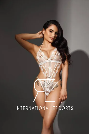 Gabby is looking sexy in white lace lingerie 