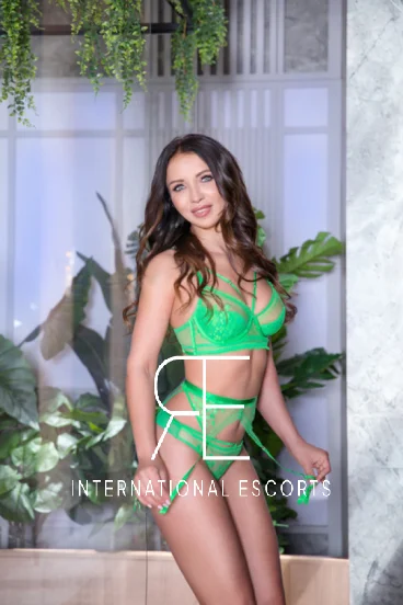 Russian escort wearing green underwear 