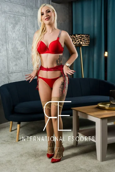 Ruby looks sexy dressed in red lingerie 